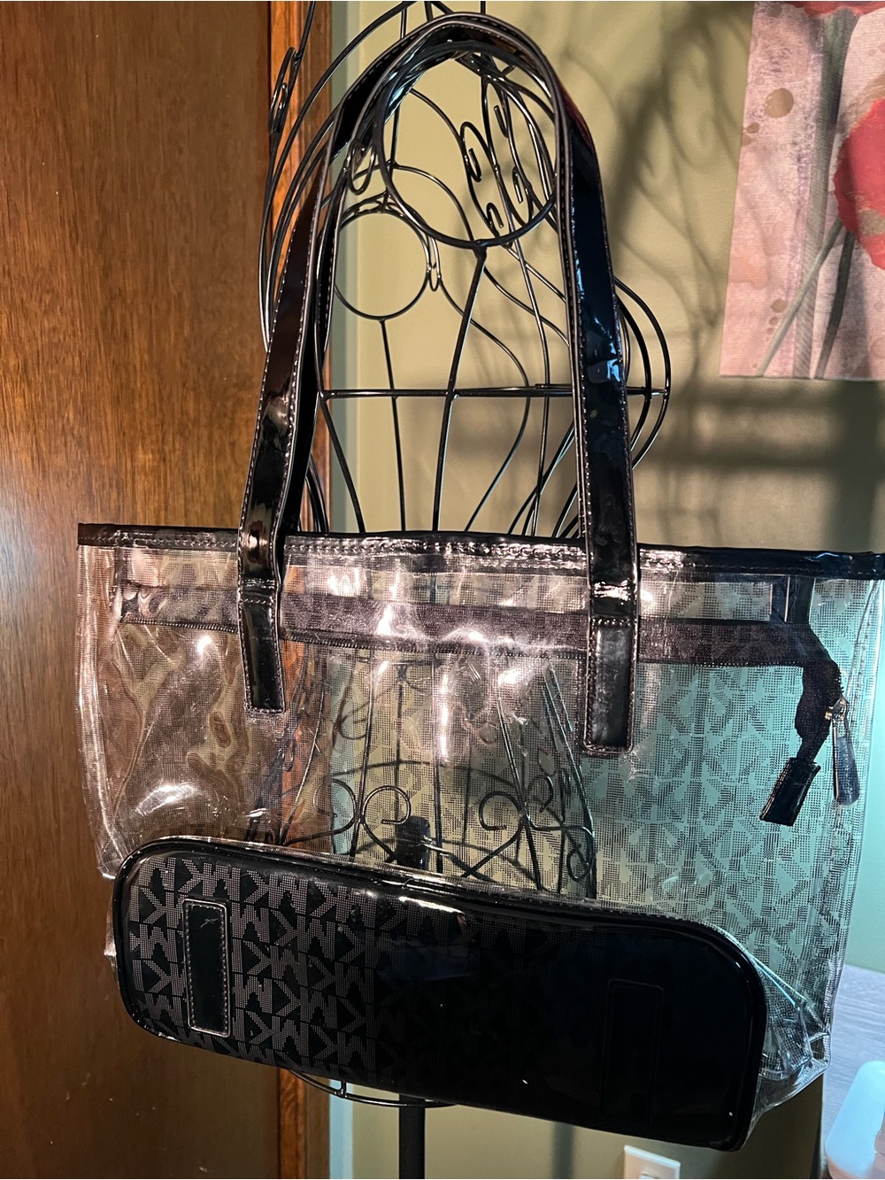 Michael Kors Clear Tote with Black Patent Trim.